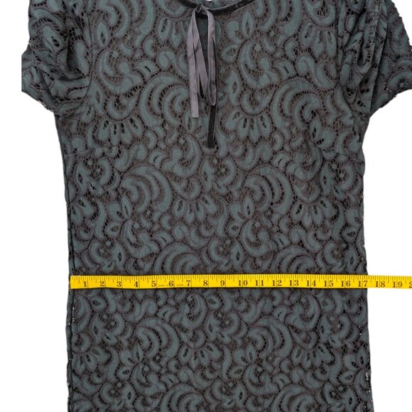 Romeo Juliet Couture Lace Mini Dress Green Black Short Sleeve Lined Size S - Picture 8 of 11